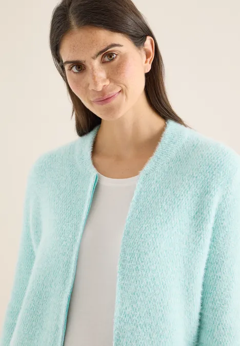 Jacquard Cardigan mit Zipper light foam blue Jacquard Cardigan mit Zipper light foam blue