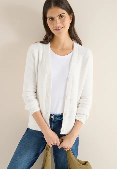 Federgarn Cardigan light greige