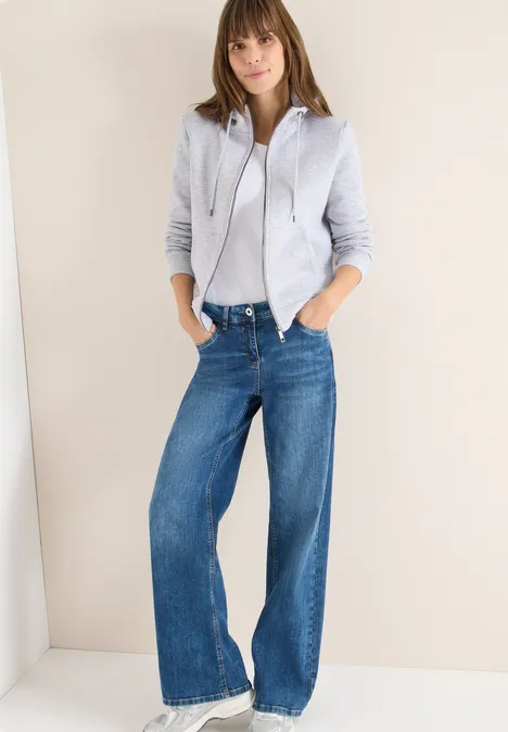 Glitzernde Hoodie Sweatjacke luna grey melange