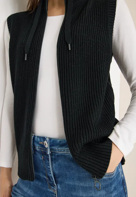 Strukturweste mit Zipper Black