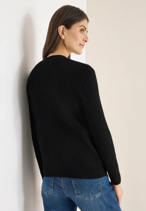 Cardigan in Rippstruktur Black