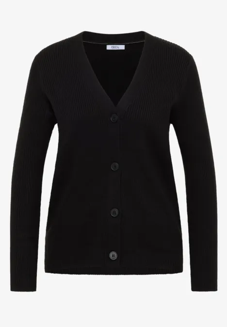 Cardigan in Rippstruktur Black