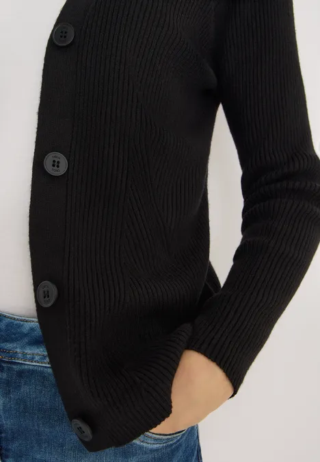 Cardigan in Rippstruktur Black