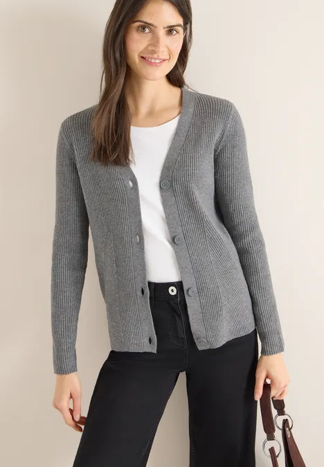 Cardigan in Rippstruktur flint grey melange