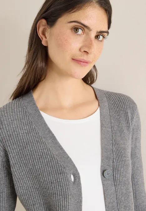 Cardigan in Rippstruktur flint grey melange