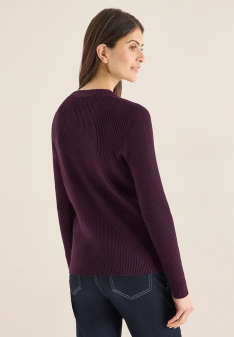 Cardigan in Rippstruktur eggplant red