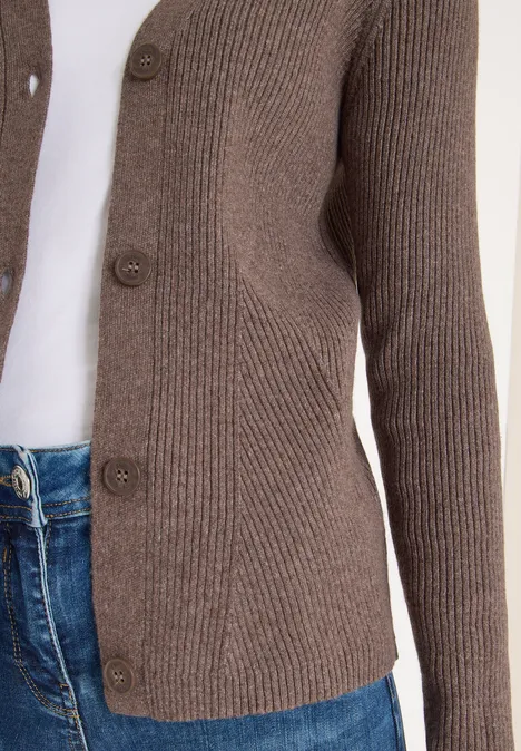 Cardigan in Rippstruktur mushroom taupe melange