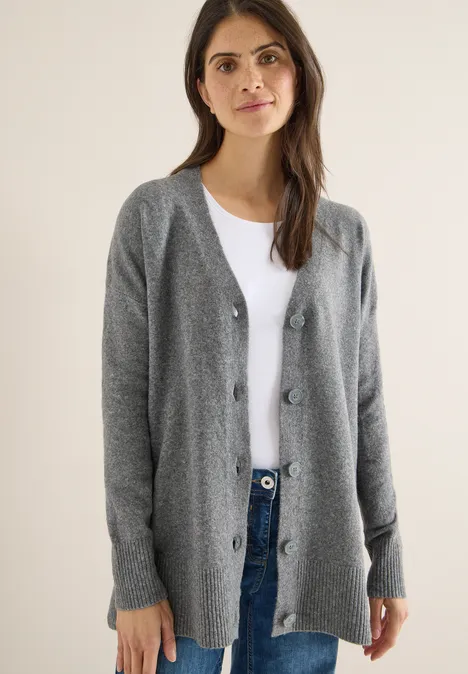 Vest met knoopsluiting flint grey melange Vest met knoopsluiting flint grey melange