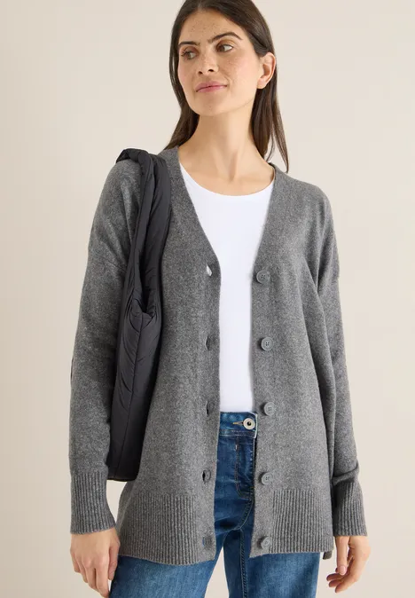 Vest met knoopsluiting flint grey melange Vest met knoopsluiting flint grey melange
