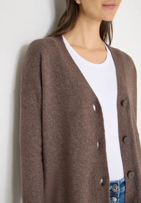 Vest met knoopsluiting mushroom taupe melange Vest met knoopsluiting mushroom taupe melange