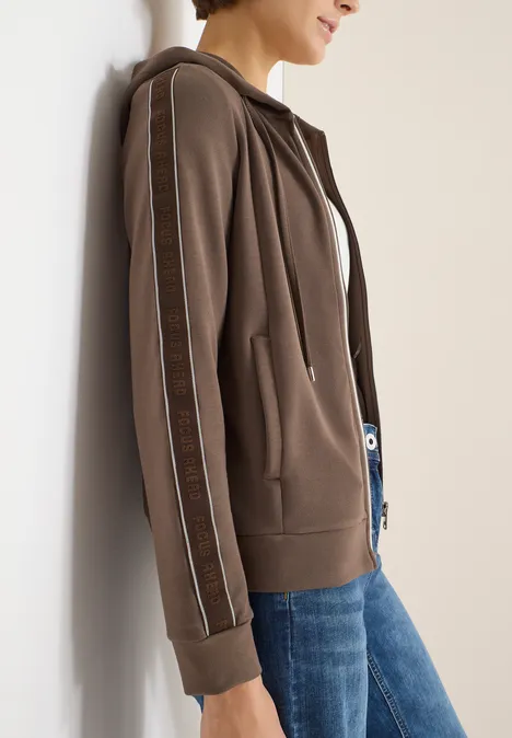 Gallonstreifen Sweatjacke urban taupe Gallonstreifen Sweatjacke urban taupe