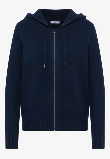 Cosy Cardigan mit Hoodie deep denim blue melange