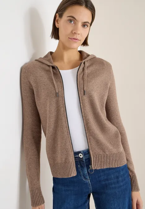 Cosy Cardigan mit Hoodie urban taupe melange Cosy Cardigan mit Hoodie urban taupe melange