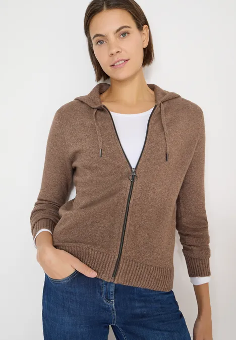 Cosy Cardigan mit Hoodie urban taupe melange Cosy Cardigan mit Hoodie urban taupe melange