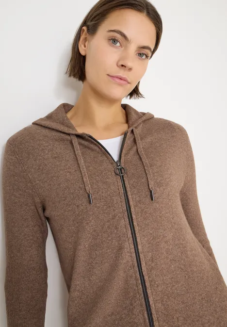 Cosy Cardigan mit Hoodie urban taupe melange Cosy Cardigan mit Hoodie urban taupe melange