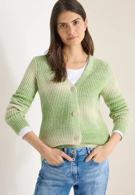 Cardigan Space Dye V-Neck bamboo green melange Cardigan Space Dye V-Neck bamboo green melange