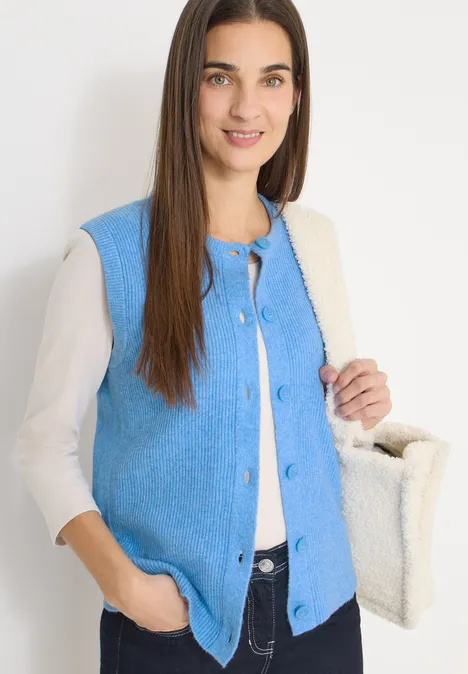 Rippstruktur Weste fountain blue melange