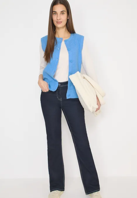 Rippstruktur Weste fountain blue melange