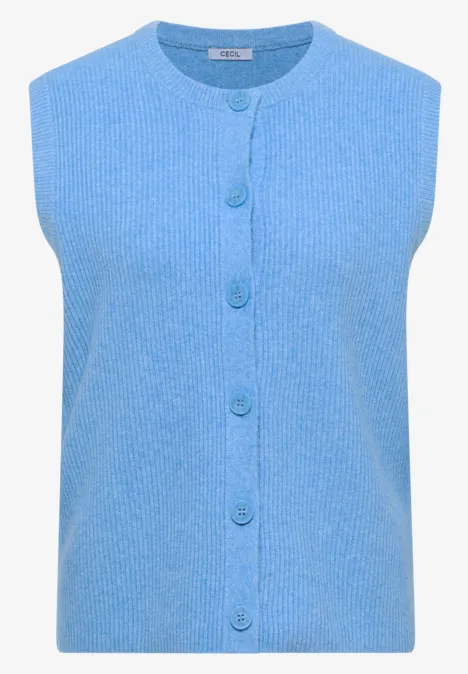 Rippstruktur Weste fountain blue melange