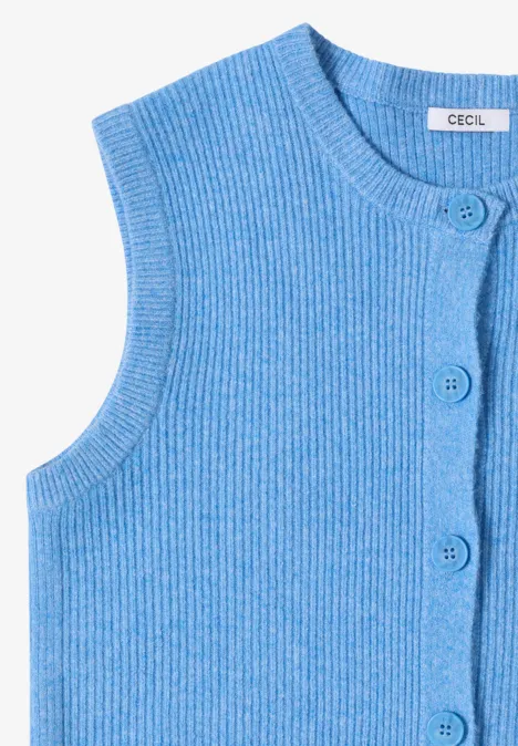 Rippstruktur Weste fountain blue melange