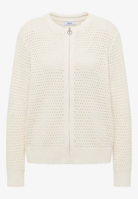 Gehaakt vest raw sand beige