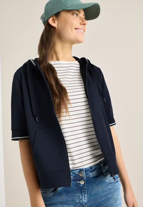 Veste sweat à manches courtes avec capuche universal blue