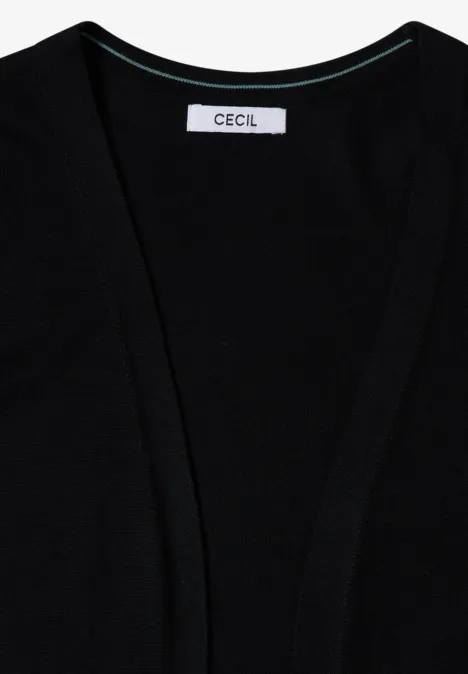 Zwarte CECIL-cardigan in fijngebreide stof, open model met V-hals.