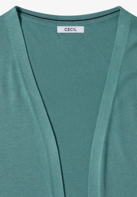 Grüner V-Ausschnitt-Pullover mit CECIL-Etikett.