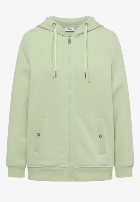 Hellgrüne Kapuzenjacke mit Reißverschluss und Taschen