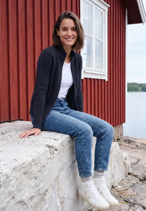 Cardigan mit Stehkragen und Zipper urban dark blue Cardigan mit Stehkragen und Zipper urban dark blue