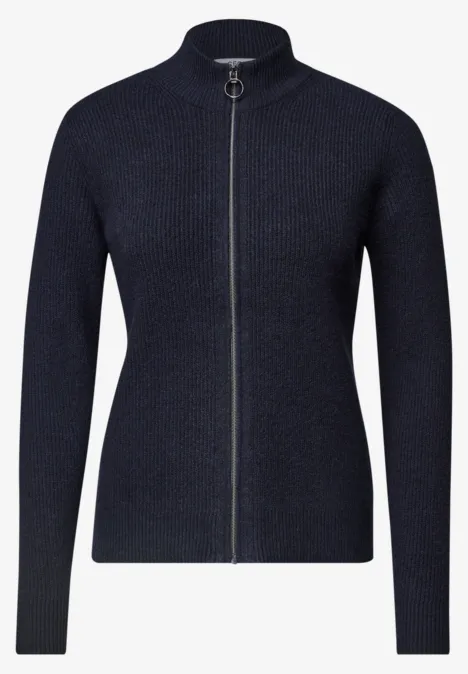 Cardigan mit Stehkragen und Zipper urban dark blue Dunkelblauer, schlichter Cardigan mit Stehkragen und durchgehendem Reißverschluss.