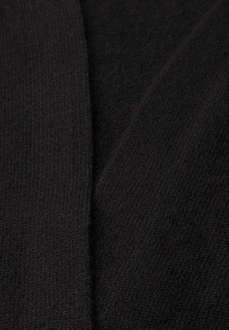 Cardigan long à la coupe ample Black Tissu noir à motif tricoté fin