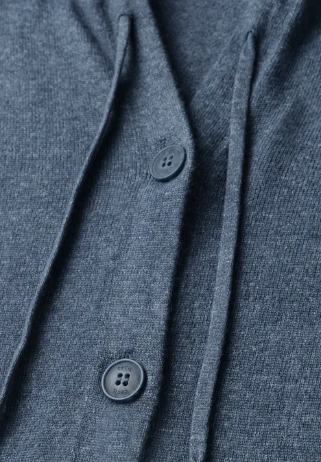 Langarm Cardigan mit Kapuze cotton blue melange