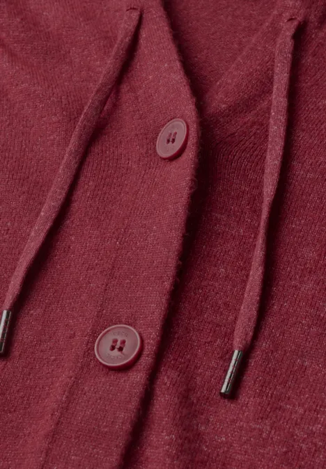 Bordeauxroter Strick-Cardigan mit Knöpfen und Kordelzug