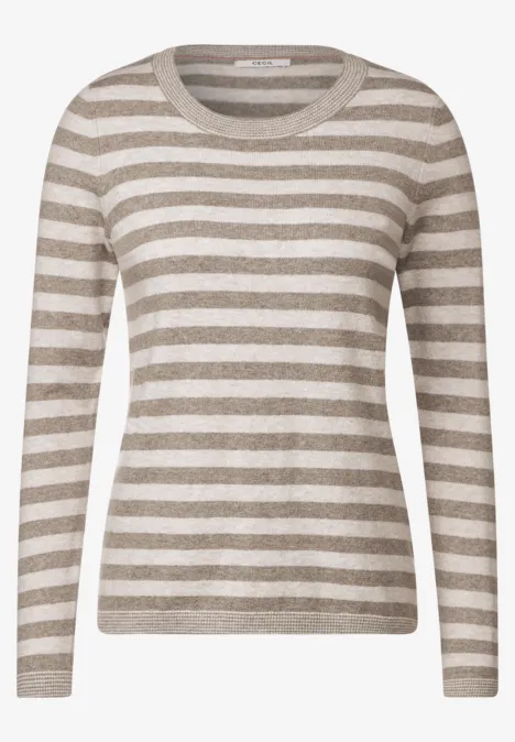 Pull-over à rayures cosy taupe melange