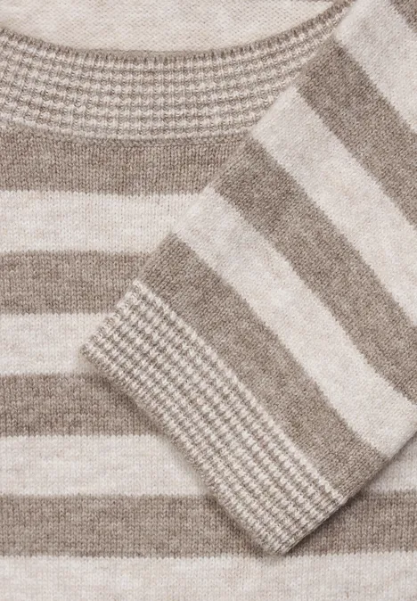 Pull-over à rayures cosy taupe melange