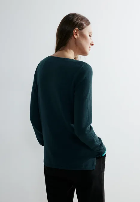 Strickpullover strong petrol blue melange