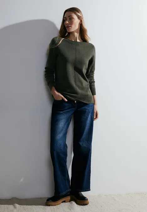 Pullover in Melange dynamic khaki melange