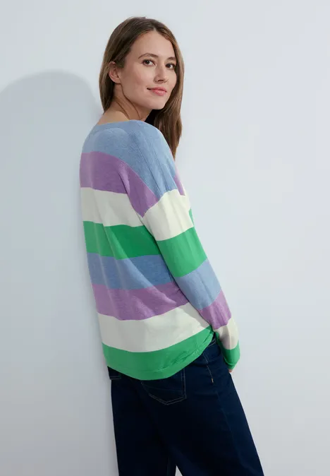 Pullover mit Streifen vanilla white