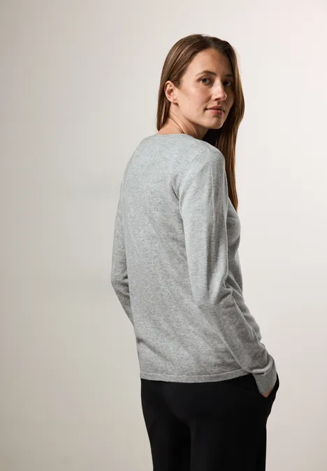 Feinstrickpullover chalk grey melange