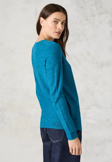 Trui met structuurmix heather aqua melange