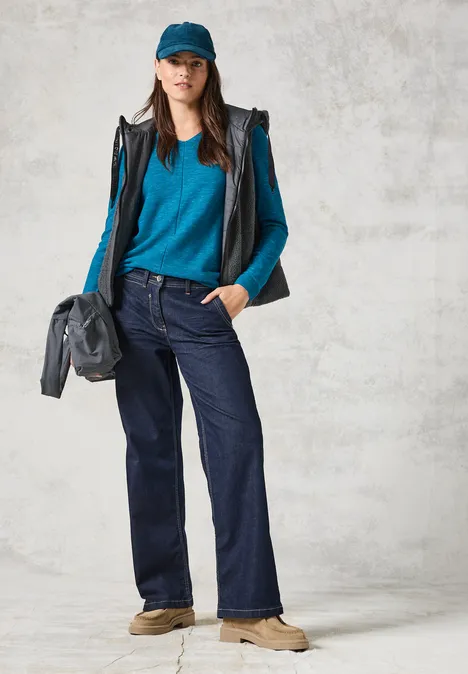 Trui met structuurmix heather aqua melange