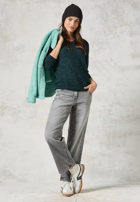 Strukturmix-Pullover heather fir green melange