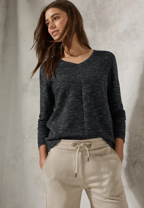 Trui met structuurmix heather deep charcoal grey mel Trui met structuurmix heather deep charcoal grey mel