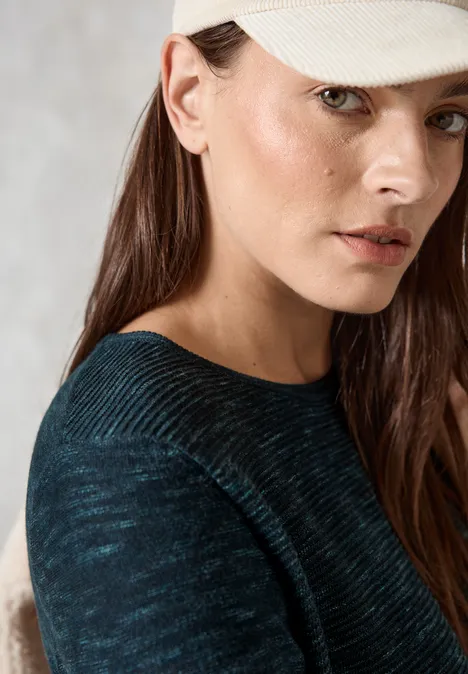 Strukturpullover heather fir green melange