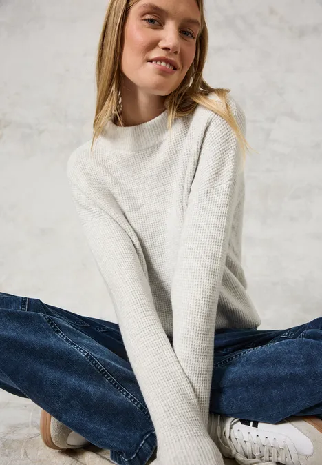 Strukturpullover soft silver melange