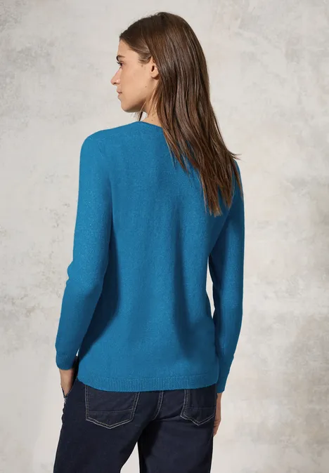Kuscheliger V-Neck Pullover dynamic aqua melange