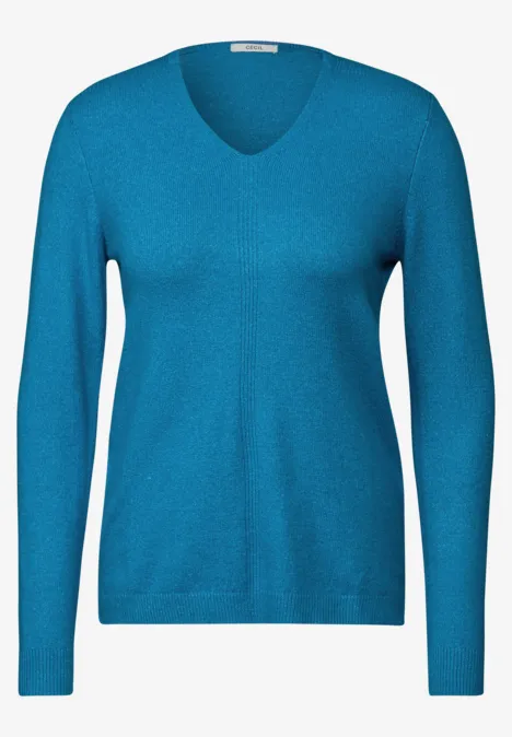 Kuscheliger V-Neck Pullover dynamic aqua melange
