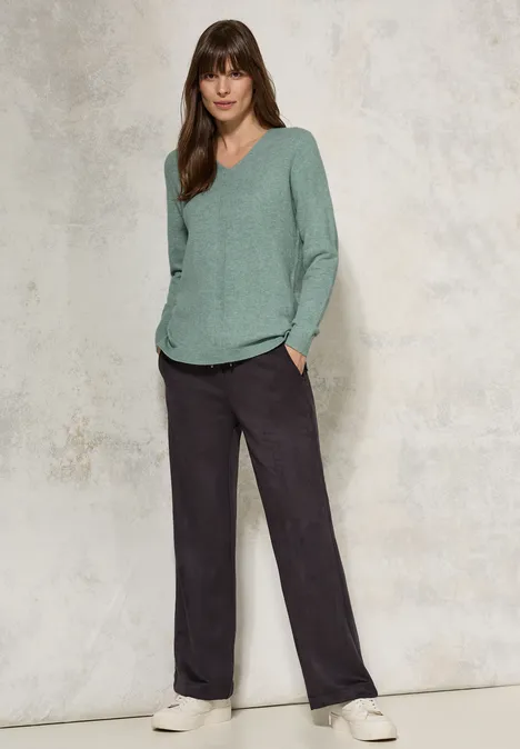 Kuscheliger V-Neck Pullover iced salvia green melange