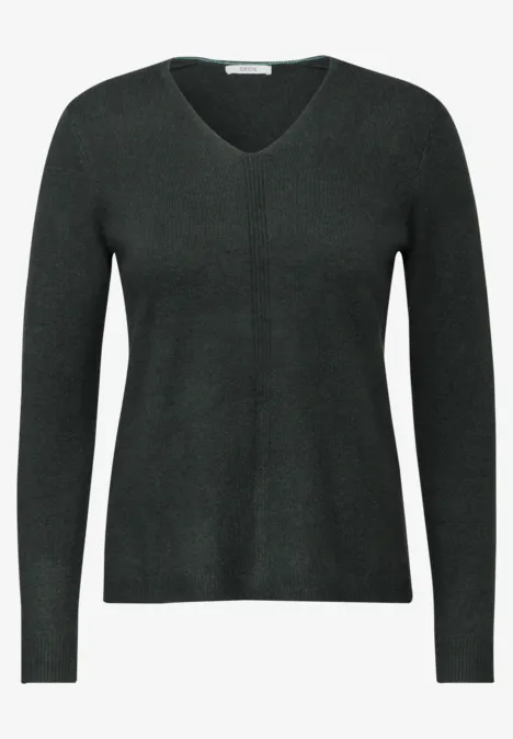 Kuscheliger V-Neck Pullover active khaki melange